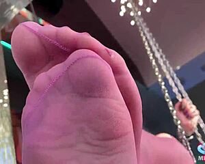 goddess cute feet in sheer pantyhose