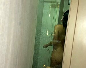my sexy bad stepmother leaves me to cum on her tits after she caught me spying her