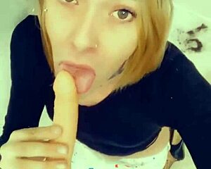 sexy shemale loves cock on her knees