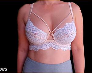 wifey tries on perfect bras and shows tits