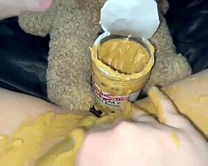 american teen fingers her virgin pink pussy with peanut butter