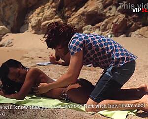 public beach massage turns filthy as he spreads her slick cheeks
