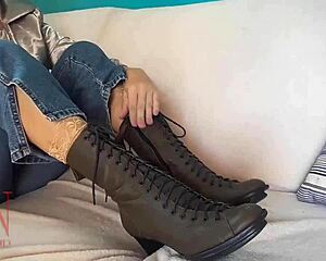milf enjoys boots fetish in kinky session