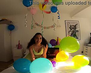 lesbian birthday party turns wild with small tits fun