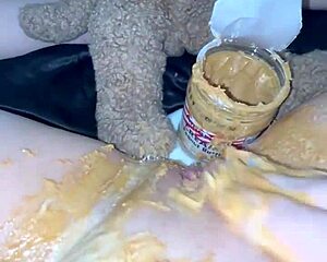 american teen fingers her virgin pink pussy with peanut butter