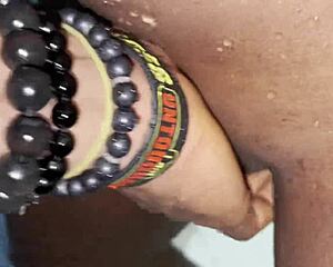two african lesbians share big black dick in shower