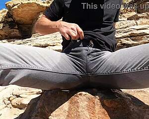 pissing my jeans and jerking off out in the desert